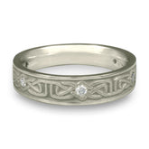 Extra Narrow Labyrinth with Diamonds Wedding Ring in Platinum